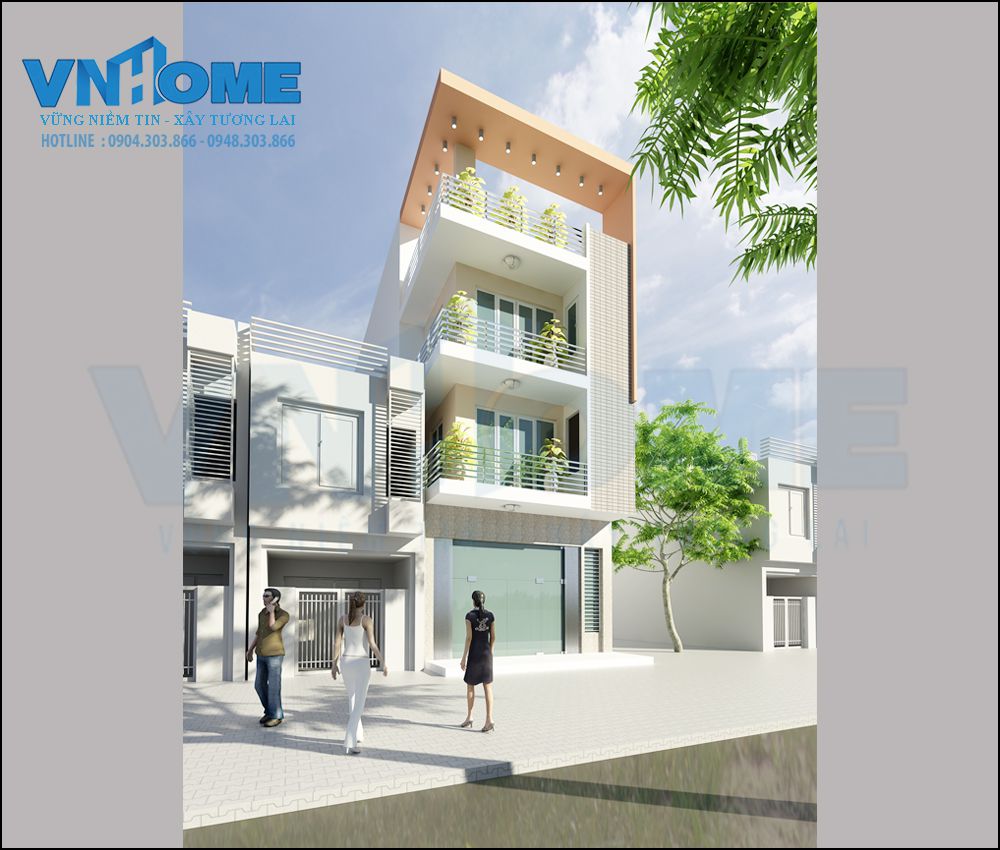 Thiết kế nhà lô hiện đại 4 tầng 