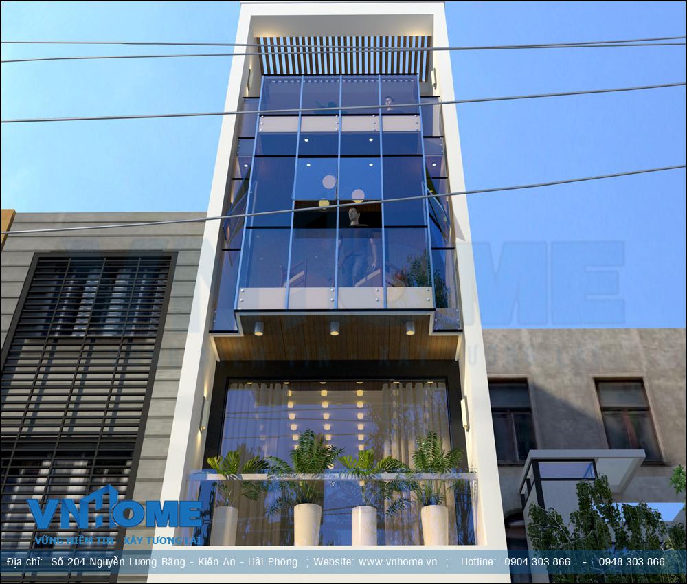 thiết kế nhà lô hiện đại 4 tầng kết hợp kinh doanh