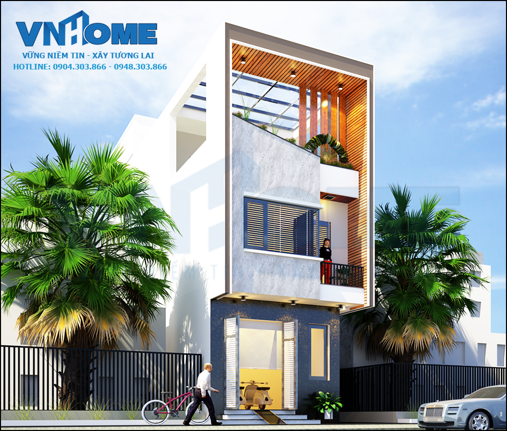 thiết kế nhà lô hiện đại 3 tầng