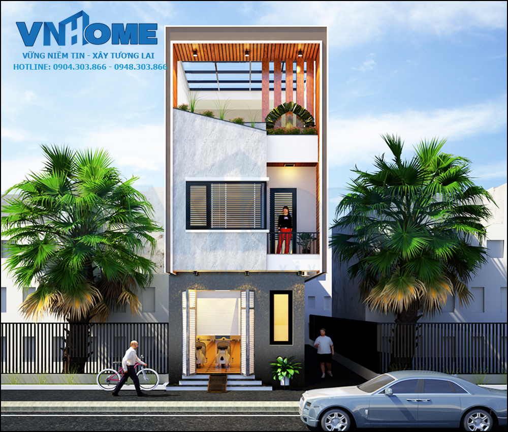 thiết kế nhà lô hiện đại 3 tầng