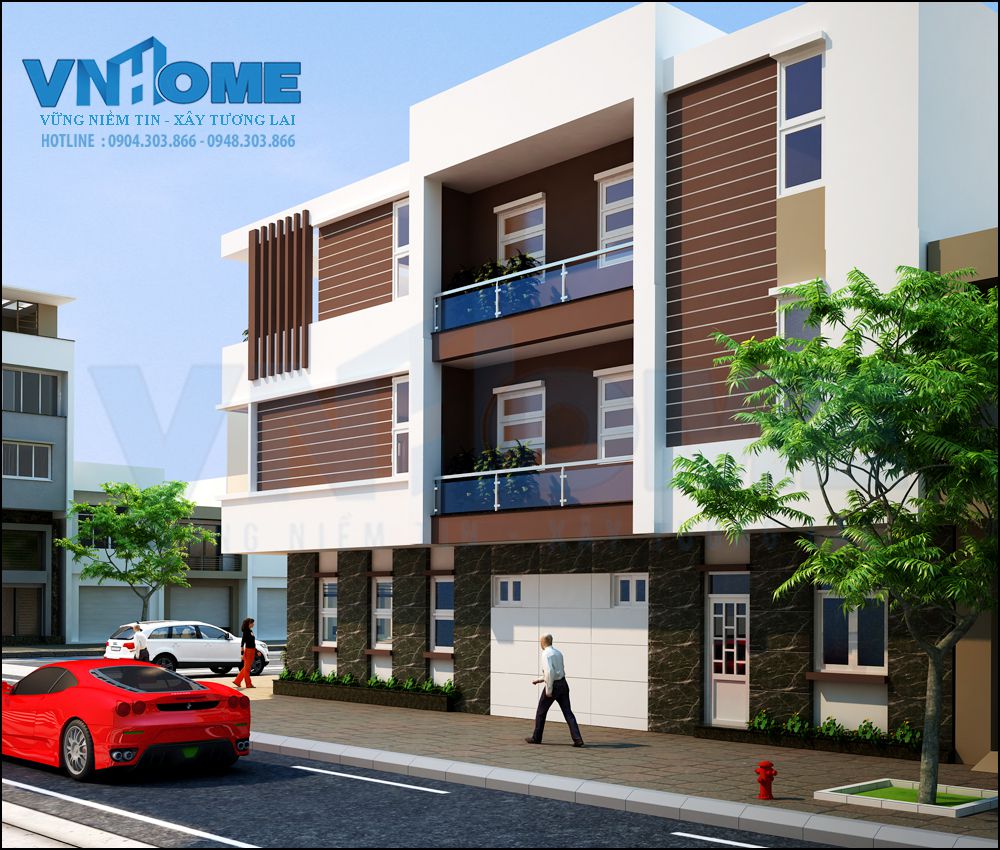 mẫu nhà lô hiện đại 2 mặt tiền