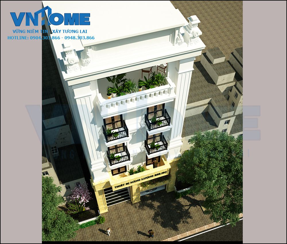 phối cảnh nhà lô tân cổ điển 5 tầng