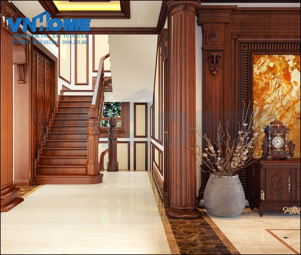 thiết kế nội thất biệt thự cổ điển 3 tầng tại Hải Phòng