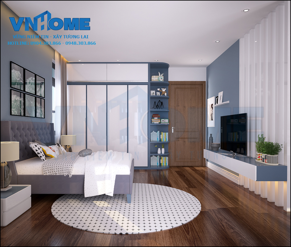 thiết kế nội thất phòng ngủ hiện đại cho trai 