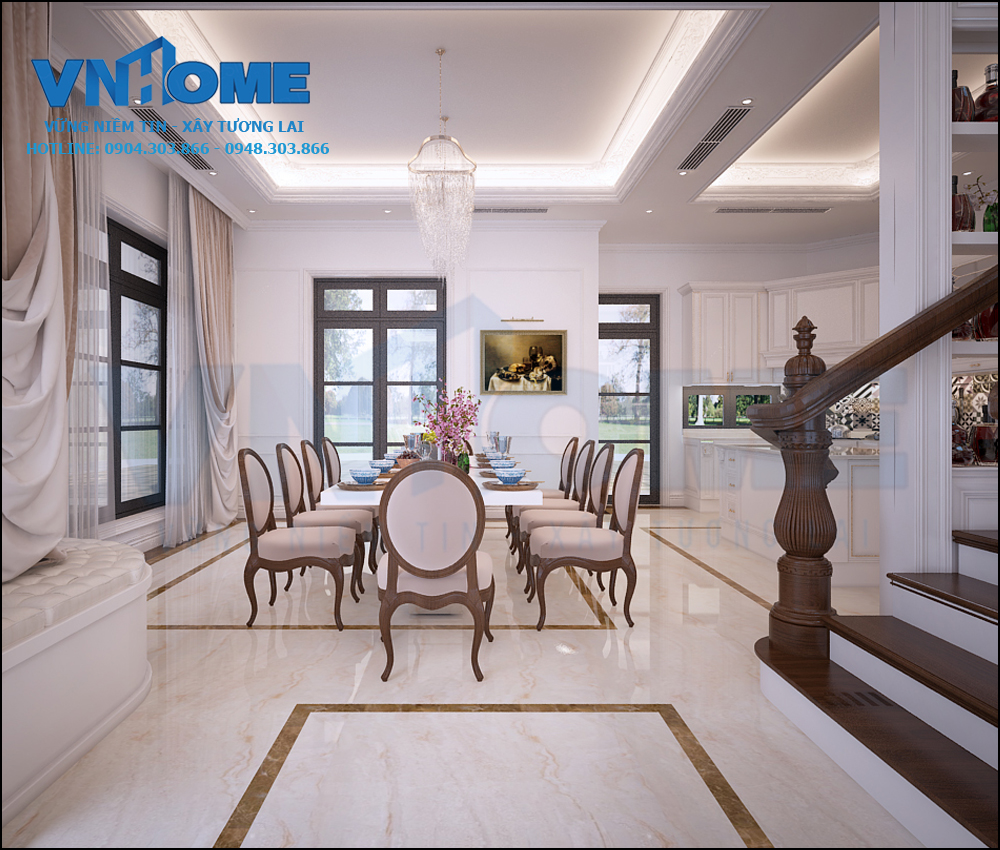 thiết kế nội thất phòng bếp tân cổ điển