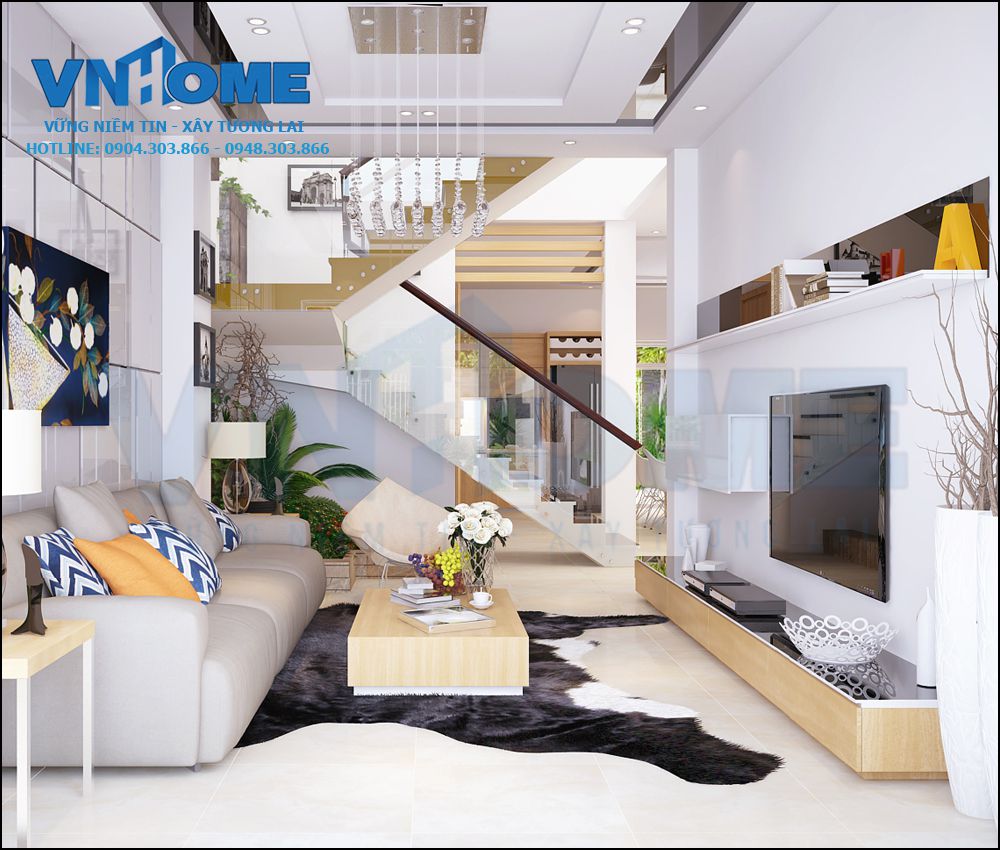 thiết kế nội thất nhà lô hiện đại 3 tầng
