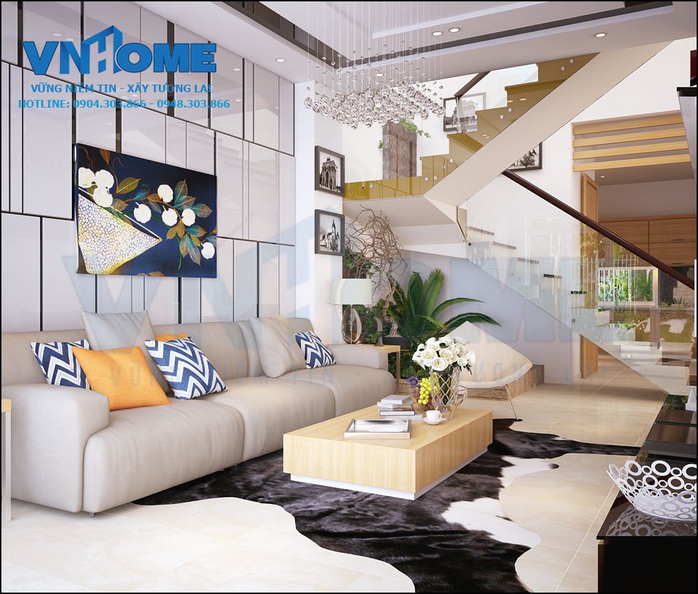 thiết kế nội thất nhà lô hiện đại 3 tầng