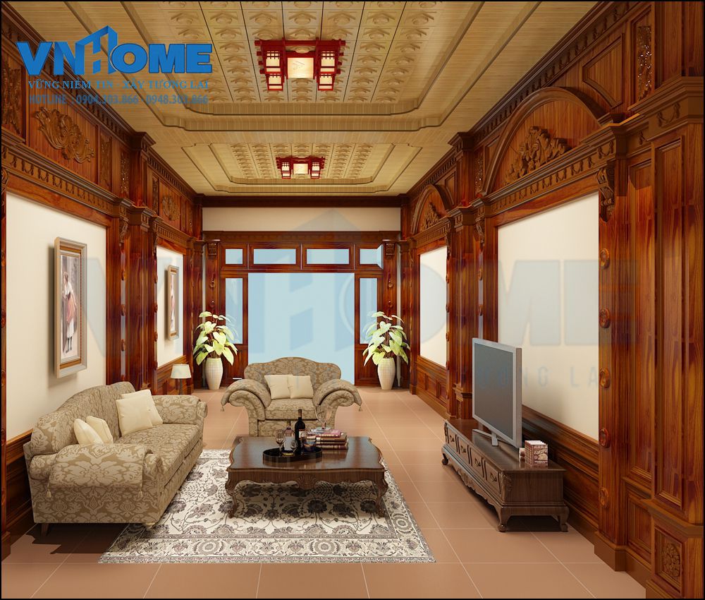 Thiết kế nội thất phòng khách cổ điển