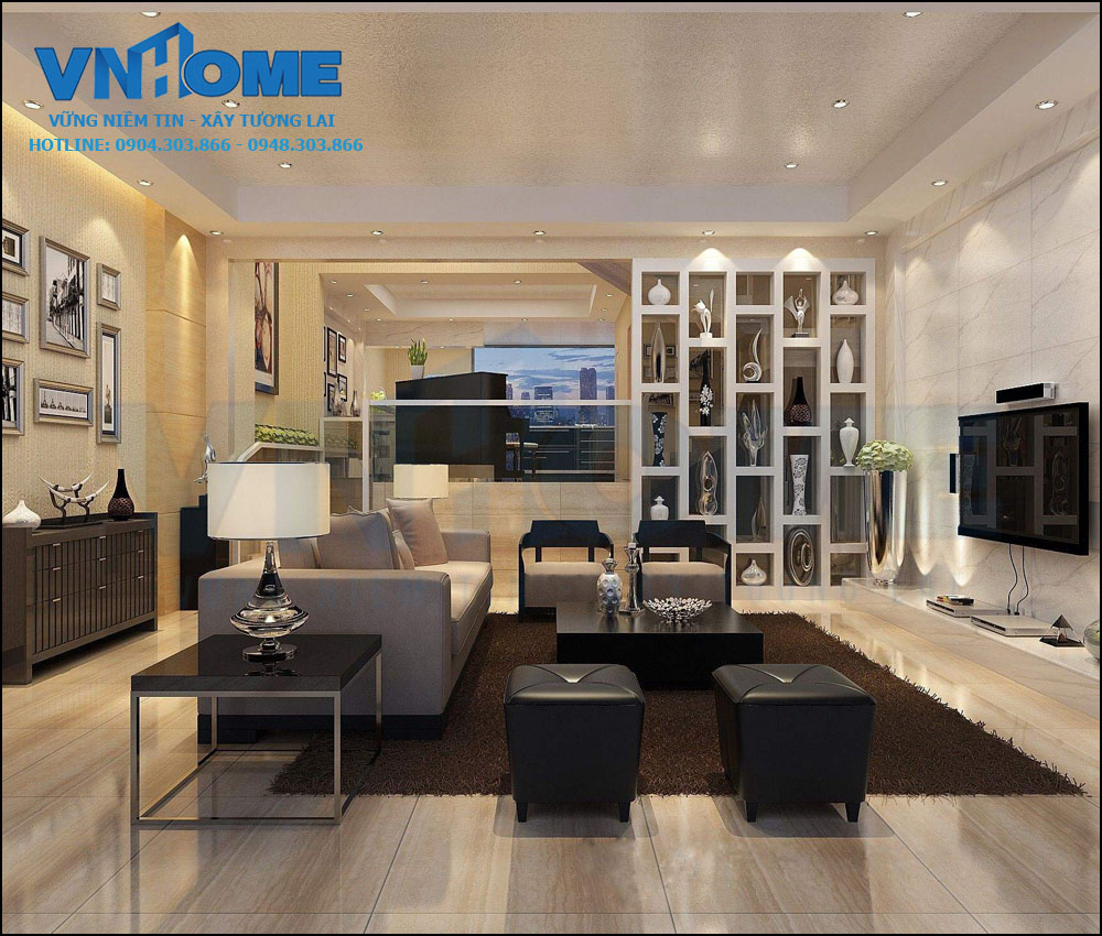 thiết kế nội thất phòng khách hiện đại tại Quảng Ninh