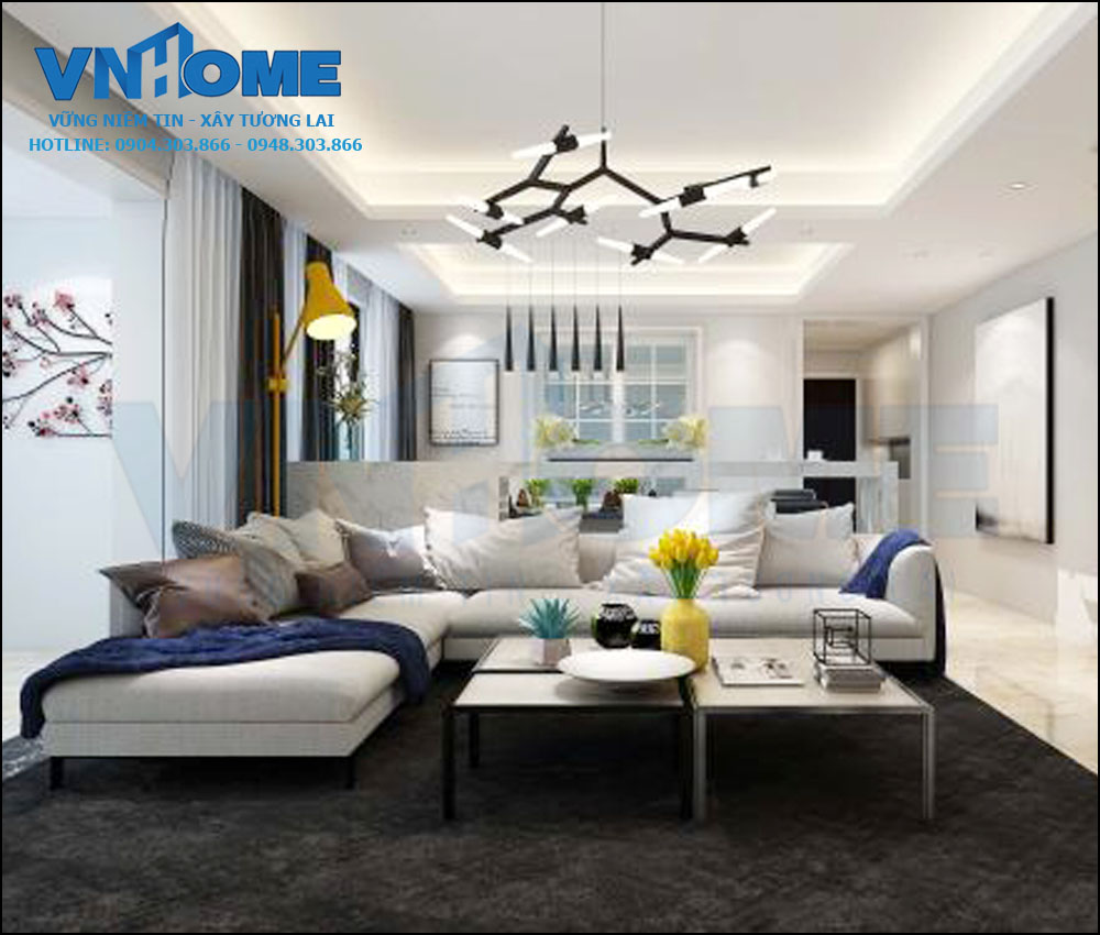 thiết kế nội thất phòng khách hiện đại tại Quảng Ninh