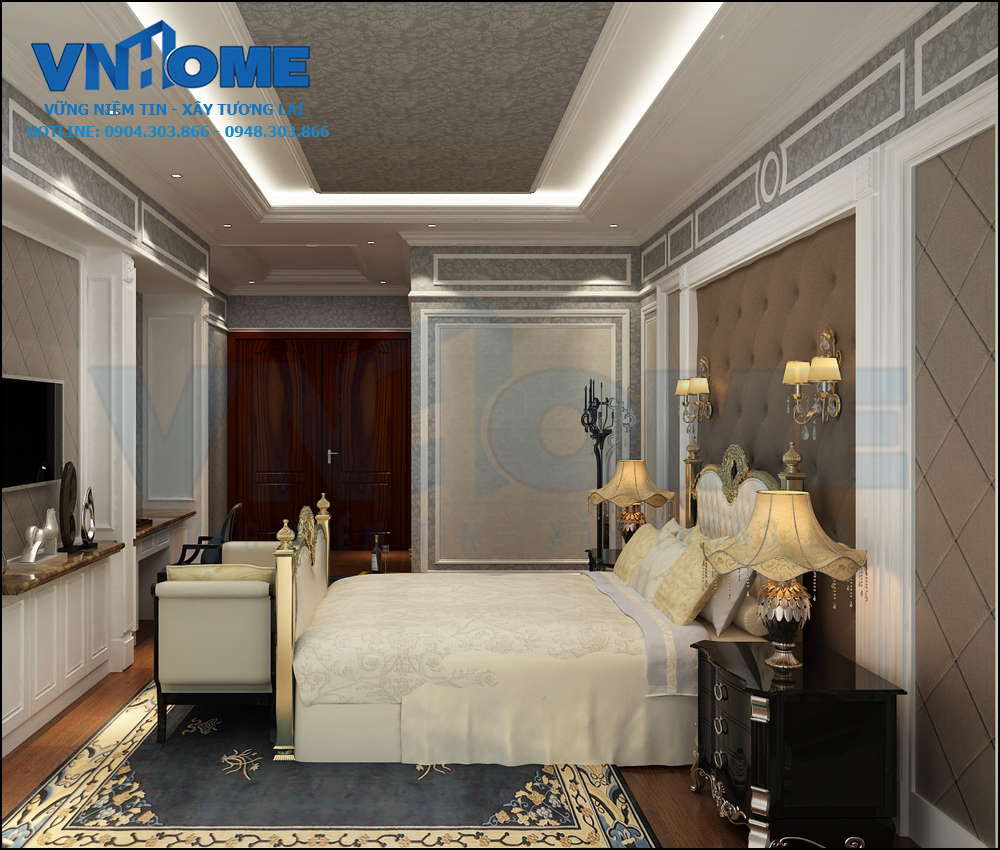 thiết kế nội thất phòng ngủ tân cổ điển sang trọng