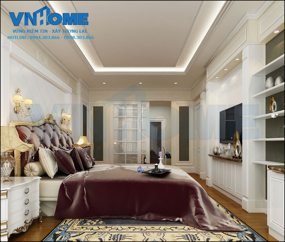 thiết kế nội thất phòng ngủ tân cổ điển sang trọng