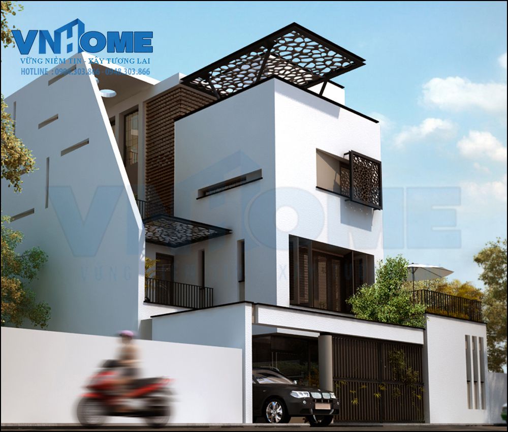 thiết kế biệt thự hiện đại 4 tầng đẹp