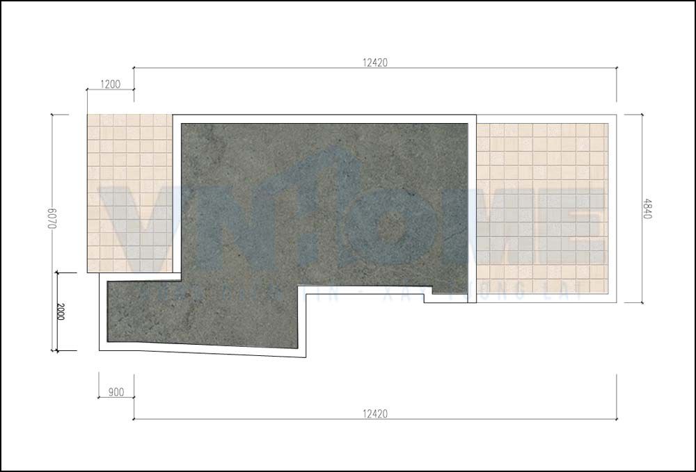mặt bằng tầng mai của căn nhà lô hiện đại