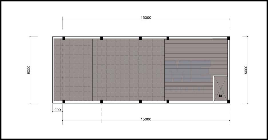 mặt bằng tầng mái của căn nhà lô hiện đại