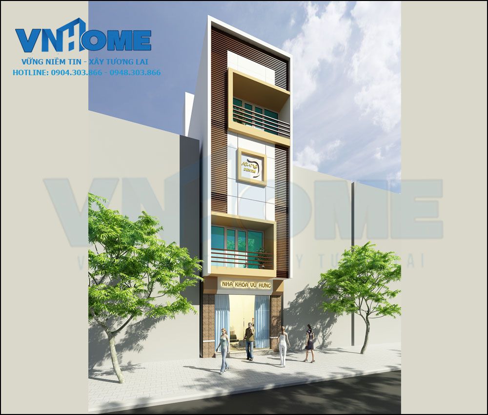 thiết kế nhà lô hiện đại 4 tầng tại Hải Phòng