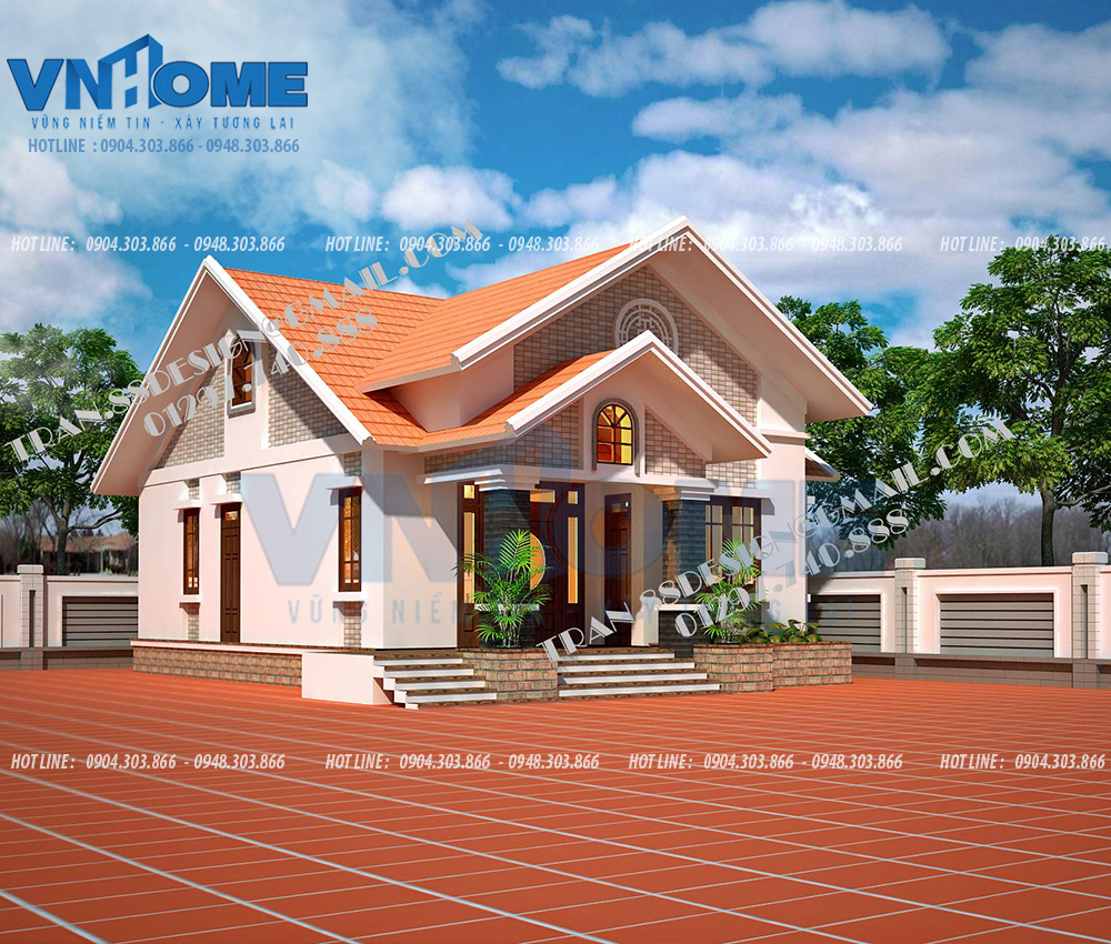 Thiết kế biệt thự 1 tầng mái thái đẹp hiện đại  2