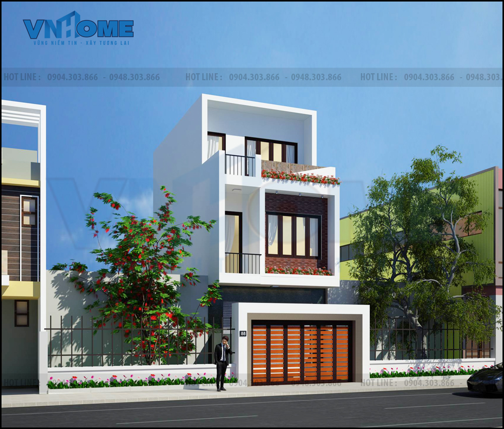 thiết kế nhà lô hiện đại 3 tầng tại Hải Phòng
