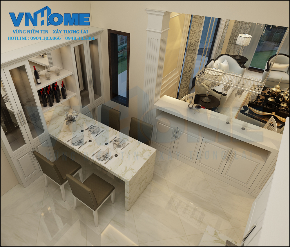 thiết kế nội thất biệt thự hiện đại 4 tầng tại Hải Phòng